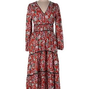 Burnt Orange Floral Midi Dress